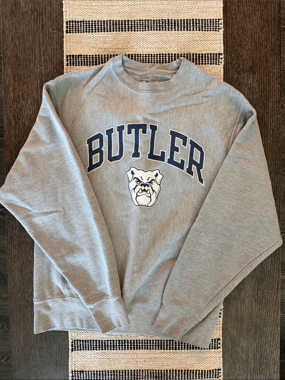 Champion Gray Butler Crewneck Sweatshirt with Bulldog Logo